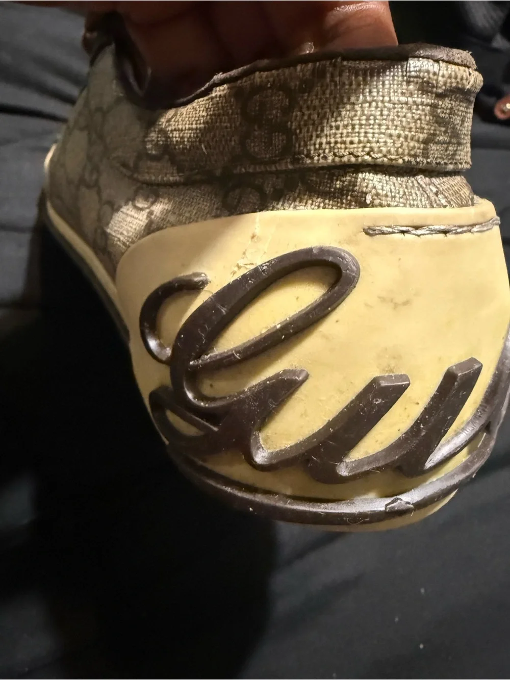 Gucci Brown GG Canvas Sneakers with Red & Green Web